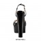 Chunky Heels Ankle Strap Platfom Patent Sandals - Black