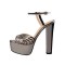 Chunky Heels Ankle Strap Platfom Patent Sandals - Dark Gray