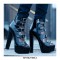 Chunky Heels Peep Toe Buckle Straps Platform Patent Ankle Booties - Silver Metalic
