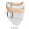 Chunky Heels Peep Toe Buckle Straps Platform Patent Ankle Booties - White