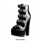 Chunky Heels Peep Toe Buckle Straps Platform Patent Ankle Booties - Black
