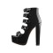 Chunky Heels Peep Toe Buckle Straps Platform Patent Ankle Booties - Black