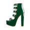 Chunky Heels Peep Toe Buckle Straps Platform Patent Ankle Booties - Green