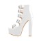 Chunky Heels Peep Toe Buckle Straps Platform Patent Ankle Booties - White