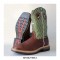 Square Toe Cross Patchwork Decorated Fancy Western Ankle Cowboy Boots - Auburn