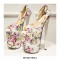 Peep Toe Stiletto Heels Ankle Buckle Straps Flowers Platforms Pumps - White