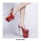 Peep Toe Stiletto Heels Transparent Platforms Sandals - Red