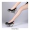 Peep Toe Platforms Back Buckle Straps Snake Pattern Wedges Sandals - Black