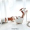 Peep Toe Platforms Ankle Buckle Straps Stiletto Heels Sandals - White