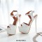 Peep Toe Platforms Ankle Buckle Straps Stiletto Heels Sandals - White
