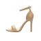 Ankle Straps Peep Toe Stiletto Heels Rivet Decorated Dorsay Pumps - Beige