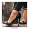 Ankle Straps Peep Toe Stiletto Heels Rivet Decorated Dorsay Pumps - Black