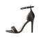 Ankle Straps Peep Toe Stiletto Heels Rivet Decorated Dorsay Pumps - Black
