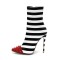 Halloween Cruella Beetlejuice Zebra Stripe Red Pointed Rivet Toe Stiletto 5 Inches Heels Booties