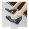 Chunky Heels Pointed Toe Snake Print Dress Pumps - Sky Blue