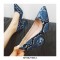 Chunky Heels Pointed Toe Snake Print Dress Pumps - Sky Blue
