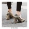 Chunky Heels Pointed Toe Snake Print Dress Pumps - Light Yellow