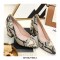Chunky Heels Pointed Toe Snake Print Dress Pumps - Light Yellow