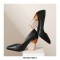 Chunky Heels Half Wedges Snake Print Dress Pumps - Black