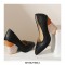 Chunky Heels Half Wedges Snake Print Dress Pumps - Black