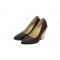 Chunky Heels Half Wedges Snake Print Dress Pumps - Black