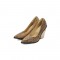 Chunky Heels Half Wedges Snake Print Dress Pumps - BurlyWood Brown