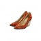 Chunky Heels Half Wedges Snake Print Dress Pumps - Orange
