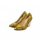Chunky Heels Half Wedges Snake Print Dress Pumps - Yellow