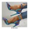 Ankle Straps Peep Toe Stiletto Heels Rivet Decorated Dorsay Pumps - Blue