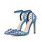 Ankle Straps Peep Toe Stiletto Heels Rivet Decorated Dorsay Pumps - Blue