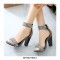 Rivet Decorated Chunky Heels Ankle Straps Zipper Sandals - Gray