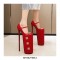 Fly High Platforms Stiletto Super 12 inches Heels Rhinestones Decorated Round Toe Pumps - Red