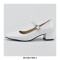 Pointed Toe Block Heels Buckle Straps Mary Janes Shoes - Dark Blue