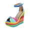 Platform Peep Toe Rainbow Mushroom Wedge Ankle Strap Sandals  - Blue