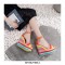 Platform Peep Toe Rainbow Mushroom Wedge Ankle Strap Sandals  - Red