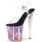 Pee Toe Transparent Ankle Buckle Straps Clear Stiletto Platform Pole Sandals - Lavender PVC