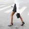 Pointed Toe Kitten Metal Heels Ankle Buckle Straps Rivets Punk Gothic Pumps - Black Faux Leather