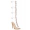 Peep Toe Gladiator Buckle Transparent T Straps Stiletto Heels Rhinestones Sandals - Gold PVC