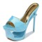 Peep Toe Stiletto Heels Platforms Sandals Slippers - Skyblue Satin