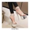Peep Toe Stiletto Heels Platforms Ankle Straps Sandals - Silver