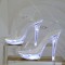 Light Up Italian Heels Peep Toe Ankle Strap Glowing Platform 5 Inch Heel Sandals - White