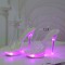 Light Up Italian Heels Peep Toe Ankle Strap Glowing Platform 5 Inch Heel Sandals - Lavender Pink