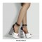 Zebra Stripes Chunky Square Heels Platform Peep Toe Ankle Buckle Straps Sandals  - Black White