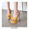 Peep Toe Block Heels Flock Platforms Slippers Sandals - Yellow