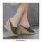 Peep Toe Knitted Straw Wedges Flock Suede Sandal - Green