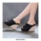 Peep Toe Denim Wedges Platforms Sandal  - Black