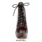 Round Toe Stiletto Heels Rustic Motorcycle Biker Lace Up Platforms Ankle Highs Booties - Coffee
