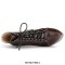 Round Toe Stiletto Heels Rustic Motorcycle Biker Lace Up Platforms Ankle Highs Booties - Coffee