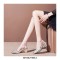 Pointed Toe Chunky Heels Slingback Buckle Straps Vintage Sandals Pumps - Silver