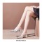 Pointed Toe Chunky Heels Slingback Buckle Straps Vintage Sandals Pumps - Silver
